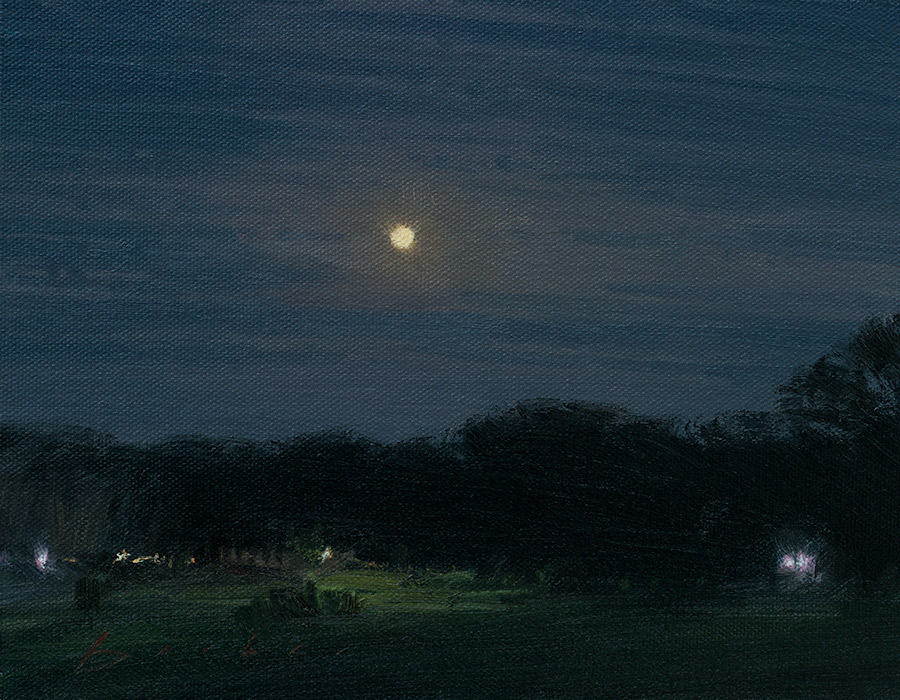 painting titled neighborhood moonrise 2