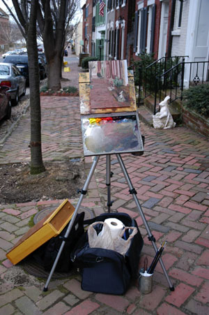 Photo of Robert's easel in Alexandria, Virginia