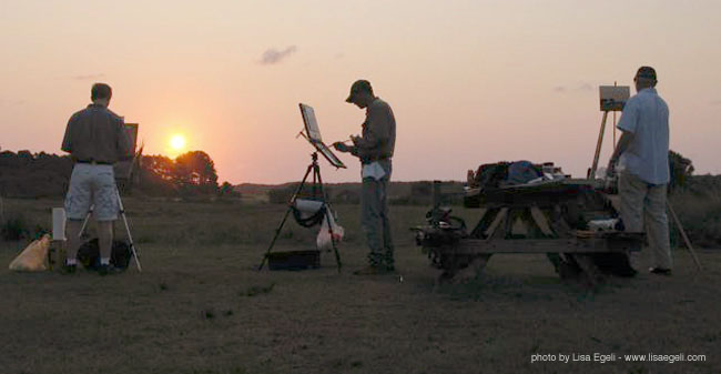 Photo of Robert with his painting friends:  Scott Yeager and Ed Cooper