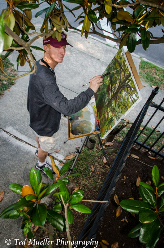 painting under a wonderful neighborhood magnolia tree